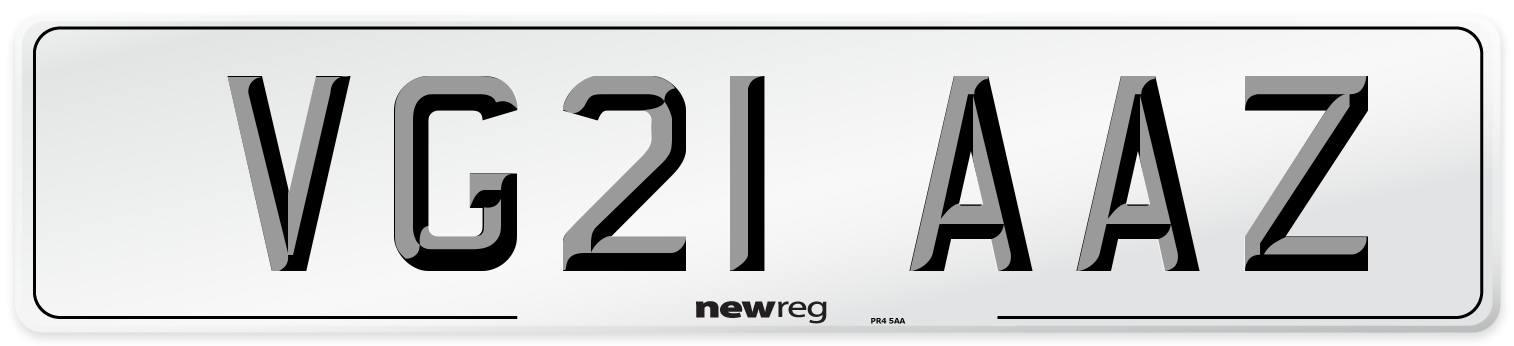 VG21 AAZ Number Plate from New Reg